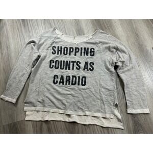 Shopping Counts As Cardio funny lounge Graphic Sweatshirt Grey Large USA Made